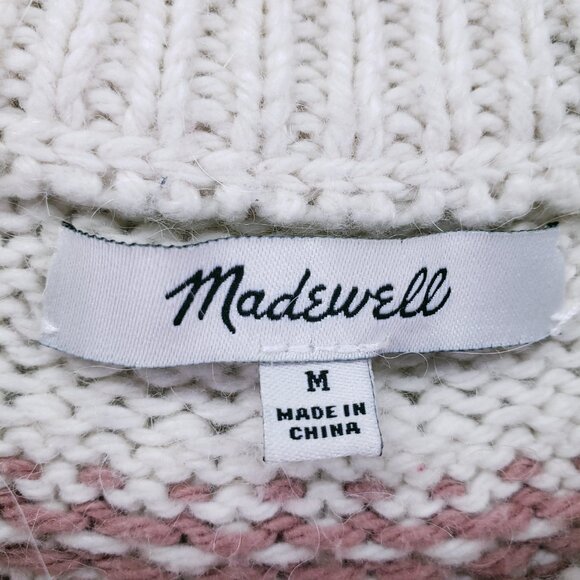 Madewell Cream Fair Isle Keaton Crew New Pullover Cozy Knit Sweater Size M - Picture 3 of 14